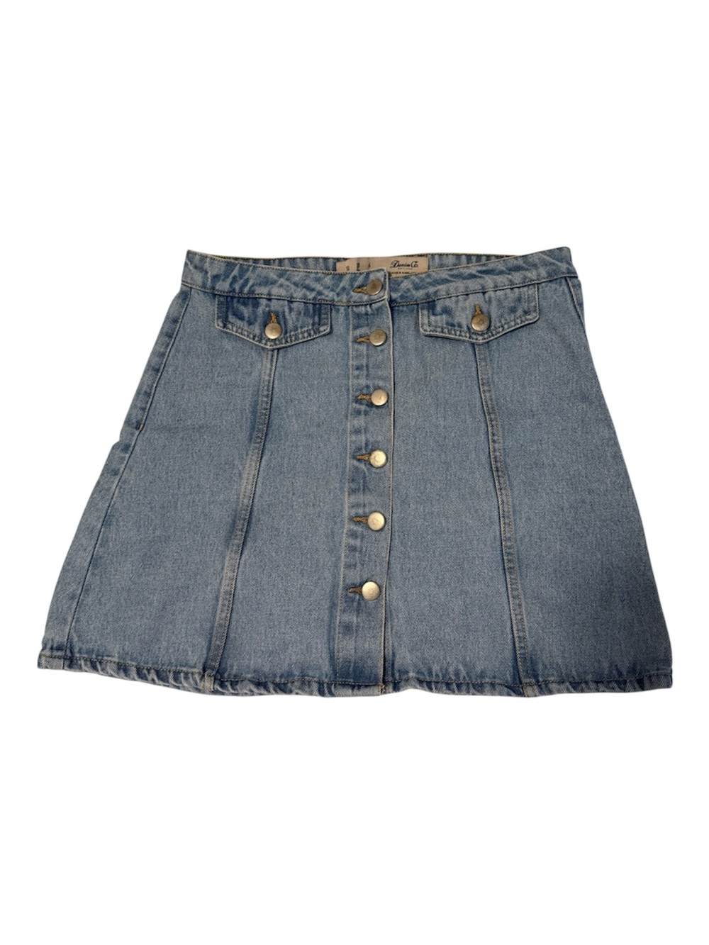 Denim Co. Button Front Denim Mini Skirt Light Wash Size 6